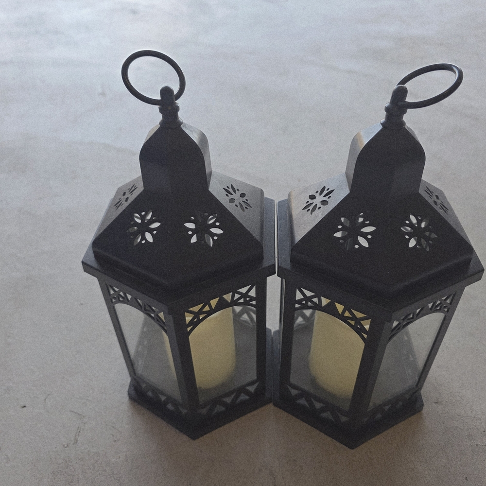 Black Decorative Lantern Pair -